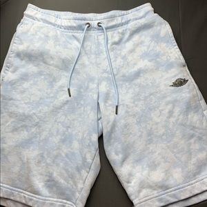 AIR JORDAN light blue and white tie dye shorts
